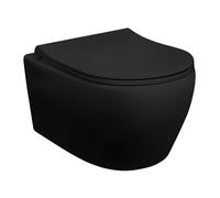 Inodoro de pared sin borde de descarga, color mate. Incluye tapa con sistema de cierre suave. Producto nuevo