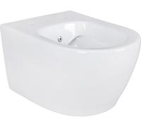 Inodoro de pared sin borde de descarga, con función de bidé/ducha, color blanco. Incluye ducha higiénica
