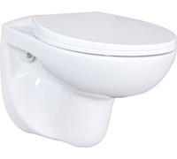 Inodoro de pared sin borde de descarga, con tapa de cierre suave: diseño moderno e higiénico, fácil de limpiar, que ahorra espacio y es silencioso. Ideal para baños y aseos de invitados
