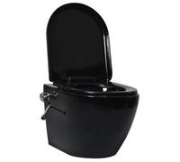 vidaXL Inodoro de pared sin bordes con función de bidé cerámica negro