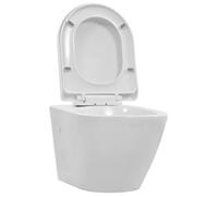 vidaXL Inodoro de Pared sin Bordes de Cerámica Suspendido Váter Baño Color Blanco, Negro, y mas
