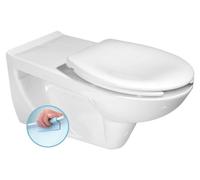 Inodoro de pared suspendido, modelo Sapho HANDICAP, diseño sin borde, dimensiones 37,5 x 73 cm, color blanco