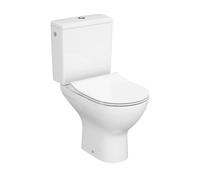 Inodoro de pie compacto VBChome con sistema de descarga Vortex. Inodoro de pie sin borde de descarga, con cisterna de plástico duro, asiento de inodoro Softclose y porcelana blanca