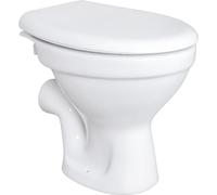 Inodoro de pie, conexión lateral, descarga vertical, para empotrar en pared, con tapa con sistema de cierre suave