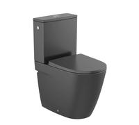 Inodoro de tanque bajo salida dual y diseño adosado a pared en acabado blanco Ona Rimless de Roca - Con cisterna cuadrada alimentación lateral / Asiento con tapa / Negro Mate