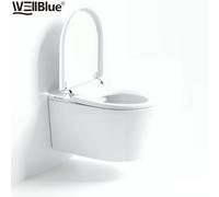 Inodoro Inteligente WELLBlue de Pared - Bidé Inteligente que Ahorra Espacio con Tapa de Apertura/Cierre Automático, Autolimpieza y Asiento con Calefacción Diseño Minimalista Moderno para Baños de Lujo