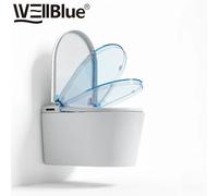 Inodoro Inteligente WELLBLUE de Pared con Control Remoto, Asiento con Calefacción, Descarga Automática por Sifón, Tanque Integrado, Bidé sin Borde para Baño BLANCO