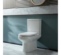 Inodoro Monobloque - Moderno - Tapa para WC con Cierre Amortiguado - Botón de Descarga Cromado - Covelly
