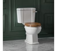 Inodoro Monobloque Tradicional Completo con Cisterna y Tapa para WC con Efecto Roble - Oro Satinado