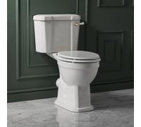 Inodoro Monobloque Tradicional con Taza Elevada Completo con Cisterna y Tapa de WC Blanca - Oro Satinado - Richmond