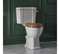 Inodoro Monobloque Tradicional con Taza Elevada Completo con Cisterna y Tapa para WC con Efecto Roble - Oro Satinado - Richmond