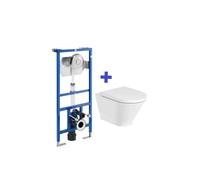 Inodoro Roca The Gap Round Pack Rimless suspendido y cisterna empotrable con fluxor y doble descarga Duplo WC Fluxor - Asiento con funciones de lavado y secado con mando a distancia