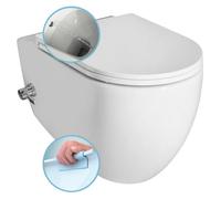 Inodoro suspendido INFINITY CLEANWASH, con grifo y ducha bidé, sin borde de descarga, 36,5 x 53 cm, blanco