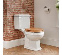 Inodoro WC Tradicional de Pie con Salida a Pared y Tapa de Madera estilo Retro Clasico