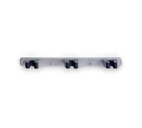 INOFIX - Colgador - Triple para escobas - Uso interior - Dimensiones totales 32 x 370 x 46 mm adaptadas a espacios amplios - Color cromo mate
