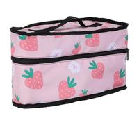 INOOMP Bolsa de Almacenamiento para Plancha Caliente con Estampado de Fresa, Pequeña y Compacta, de Poliéster Rosa para Viaje y Tareas Diarias