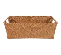 INOOMP Cesta de Almacenamiento Tejida a Mano de Algas Marinas, Cesta Rectangular 34x24x10 Cm Color Café, Organizador Portátil para Escritorio y Hogar, Adecuado para Hotel y Ordenación