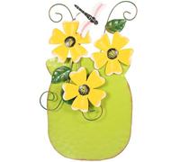 INOOMP Maceta Decorativa de Pared de Hierro Pintada a Mano Verde, Adorno Colgante para Jardín y Patio, Escultura Metálica Resistente Intemperie Gancho para Colgar