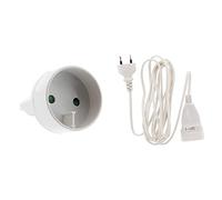 Inotech - Adaptador, con convertidores de enchufe 6a m, f, 16a, blanco & HO3VVH2F - Alargador, 2 x 0,75 mm2, toma de 6 A, 3 m, blanco