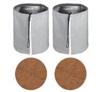 Inovra - Protector térmico para macetas, 50 x 45 cm, funda protectora para plantas en maceta con cremallera, cordón y relleno de fibra de coco, reutilizable, 2 unidades, color gris