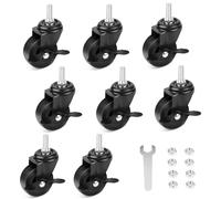 Inovra - Ruedas giratorias de 50 mm - Juego de 8 ruedas giratorias - Ruedas giratorias con freno - Ruedas para muebles - Ruedas de alta resistencia - Capacidad de carga: 50 kg por rueda