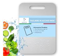 INOXLM - Tabla de cortar de acero inoxidable alimentario, 34x23cm, apta para Haccp, profesional de doble cara, resistente, para cocina, bar y restaurante