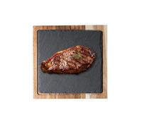 Inscrip Plato de pizarra para servir carne y barbacoa, tabla de queso de madera de acacia y piedra natural, plato de carne para entrantes, plato de salmón, platos llanos occidentales (cuadrado)