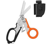 INSGB Tijeras de emergencia Raptor Response 6 en 1, tijeras multiherramienta, pinzas tácticas plegables con cortador de correa y interruptor de vidrio, naranj negro