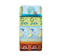 Inside out, Juego de sábanas para Cama Individual, Juego de Cama Individual Disney, sábana encimera, sábana Bajera con elásticos, Funda de Almohada, Disney, 100% algodón, Producto Oficial