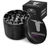 Insomnia Smoke Triturador de Hierbas | Grinder Premium de 4 Piezas de Aluminio con Recolector de Polen, Tapa Magnética Fuerte, Antiadherente y Fácil de Limpiar con Recubrimiento Cerámico (Negro)