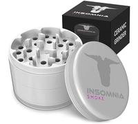 Insomnia Smoke Triturador de Hierbas | Grinder Premium de 4 Piezas de Aluminio con Recolector de Polen, Tapa Magnética Fuerte, Antiadherente y Fácil de Limpiar con Recubrimiento Cerámico (Blanco)