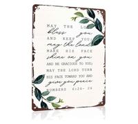 Inspirational Sign with Leaf Motif Aluminum Metal for Wall Decor 8 X 12 in