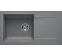 Instalación de lavabo EINNA, hormigón gris, 78 x 43,5 cm, 1 cuba, sistema de desagüe manual