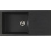 Instalación de lavabo, modelo SMC Schwarz Pailleté, 1 cuba, 100 x 50 cm, sistema de desagüe manual, incluye válvula de cesta y sifón