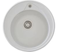Instalación de lavabo SMC RONDA, 1 cuba, diámetro 49 cm, blanco Uni-17, sistema de desagüe manual, con sifón y válvula de rejilla