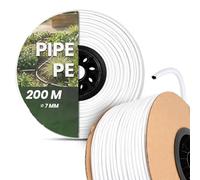 Instalguru Tubo PE 7 mm x 200 m Manguera Polietileno Riego Jardín Goteo Tubería Suministro Agua Blanca Instalación Exterior Sistema Aspersión Conducción Agrícola Micro-riego