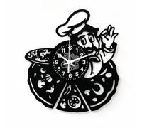 Instant Karma Clocks | Reloj de Pared Tema Pizzería con pizzero y Horno de leña | Diseño artístico para Decorar cocinas, restaurantes, Locales o Regalar a los Amantes de la Pizza (Negro-02)