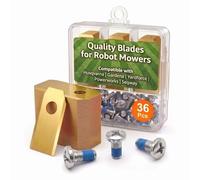 Intckwan - Cuchillas de repuesto para cortacésped Husqvarna, Gardena, Segway, Yard Force, McCulloch, Powerworks, 0,75 mm, acero inoxidable recubierto de titanio, tornillos incluidos, caja de