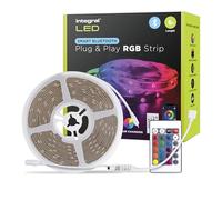 Integral 5m RGB LED Strip Light, cambio de color, regulable, sincronización de música, app inteligente Bluetooth y mando, Plug & Play con enchufe de Reino Unido: para dormitorio, salón, oficina y más