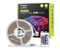 Integral 5m RGB LED Strip Light, cambio de color, regulable, sincronización de música, app inteligente Tuya WiFi y mando, Plug & Play con enchufe de Reuno Unido: para salón, oficina, cocina y más