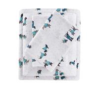 Intelligent Design Cozy Soft - Juego de sábanas de Franela de 100% algodón con Estampado de Animales, Estrellas Lindas, cálidas, Ultra Suaves para Clima frío, Individual XL, Verde Azulado, 3 Piezas