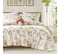 Intelligent Design Juego de edredón tamaño Queen, diseño Floral caprichoso y de cabaña de Hongos, Microfibra Ligera para Todas Las Estaciones, Funda de Almohada y Almohada Decorativa, Gwen, tamaño