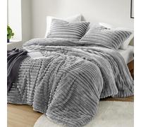 Intelligent Design Juego de edredón tamaño Queen, Ropa de Cama de Felpa acogedora, Reverso de Microfibra, 3 Piezas, Ligero, súper Suave, edredón de Terciopelo Acanalado con 2 Fundas, Juego de Cama
