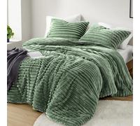 Intelligent Design Juego de Funda de Almohada tamaño King, Acogedor Juego de Ropa de Cama de Felpa, Reverso de Microfibra, 3 Piezas, edredón Ligero de Terciopelo Acanalado y 2 Fundas, Juego de Cama