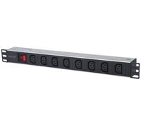 Intellinet 163620 unidad de distribución de energía (PDU) 8 salidas AC 1U Negro, Plata