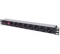 Intellinet Regleta PDU INT 713986 19" 1U 8 salidas AC Aluminio Negro 3 m