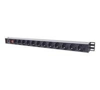 Intellinet Regleta PDU INT 714044 – 12 salidas AC, contacto a tierra, 1U, negro, 1,6 m