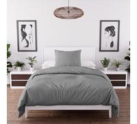 Intemporel, Juego de funda para edredón, Microfibra lavada, Gris, 140 x 200 cm