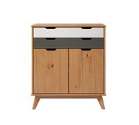 Inter-Furn Cómoda de Madera de Pino, Color Miel, Gris y Blanco, 80 x 90 x 40 cm