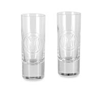 Inter Linea Cucina, juego de dos vasos de chupito, cristal transparente con logotipo en relieve, producto oficial